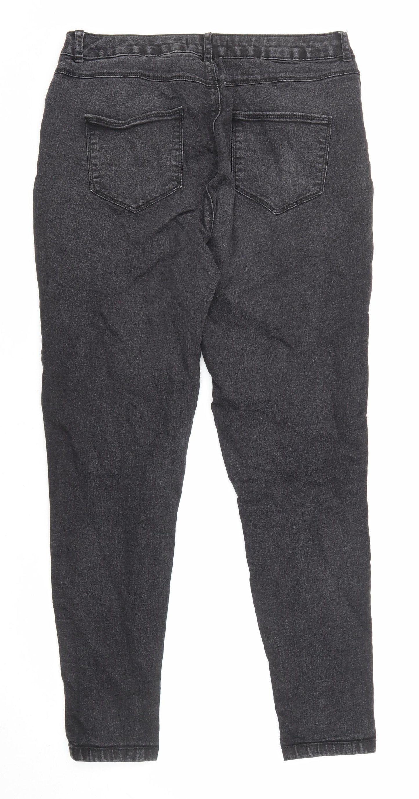 Dorothy Perkins Womens Black Cotton Skinny Jeans Size 14 L27 in Regular Zip
