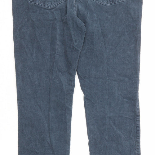 White Stuff Womens Blue Cotton Trousers Size 14 L27 in Regular Zip