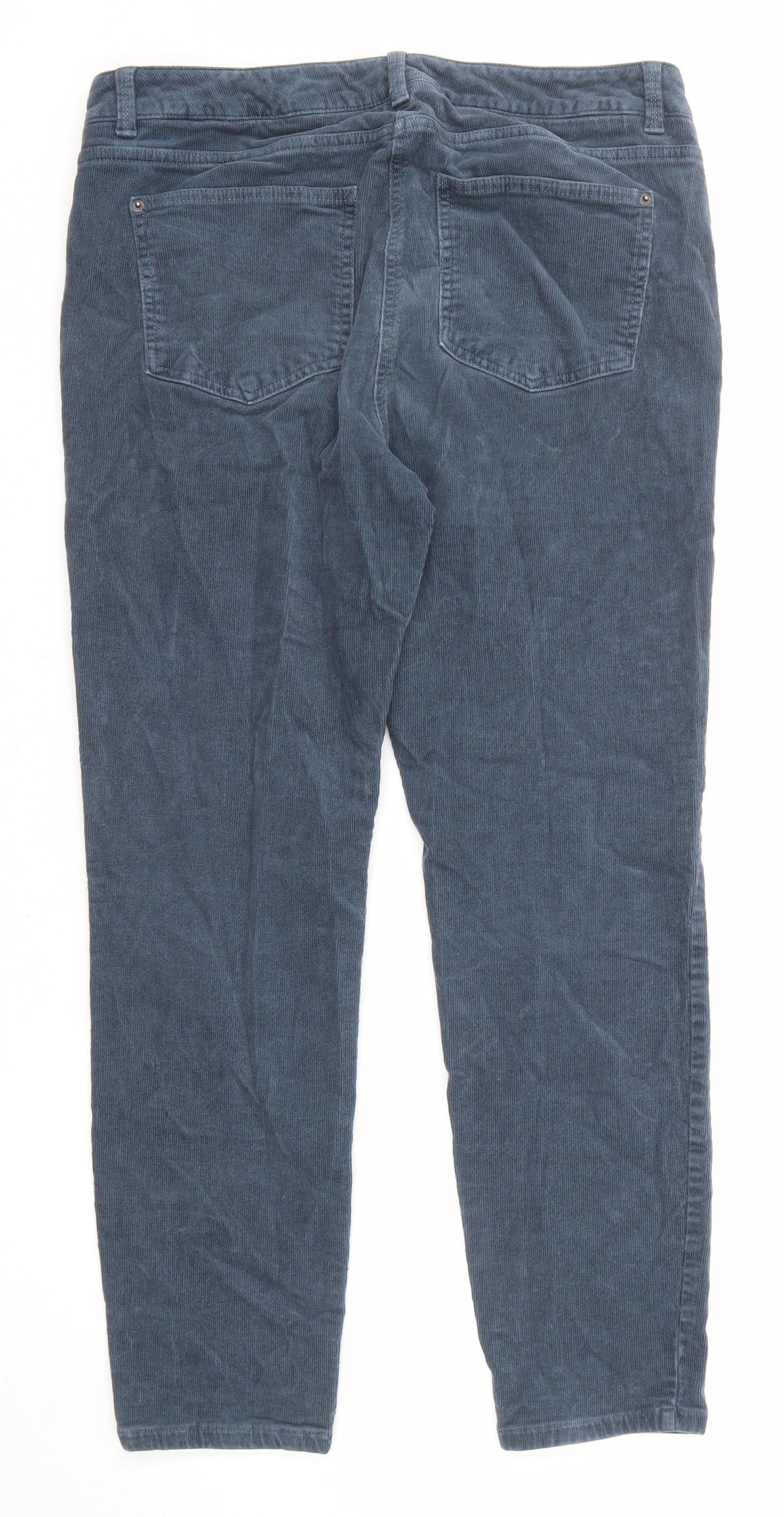 White Stuff Womens Blue Cotton Trousers Size 14 L27 in Regular Zip