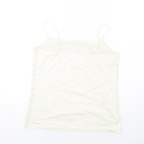 Marks and Spencer Womens Ivory Floral Polyamide Basic Tank Size 16 Square Neck