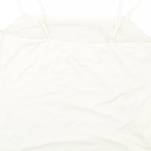 Marks and Spencer Womens Ivory Floral Polyamide Basic Tank Size 16 Square Neck