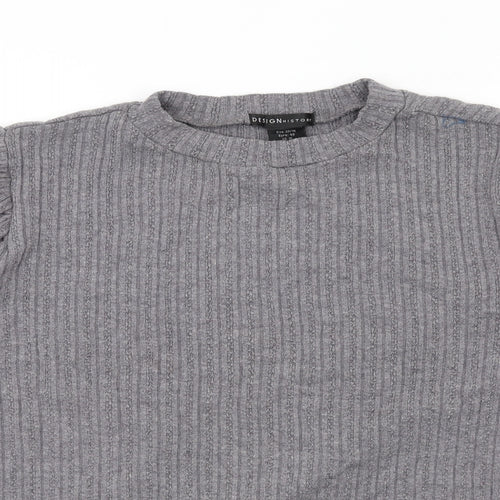Design History Womens Grey Round Neck Polyester Pullover Jumper Size 20