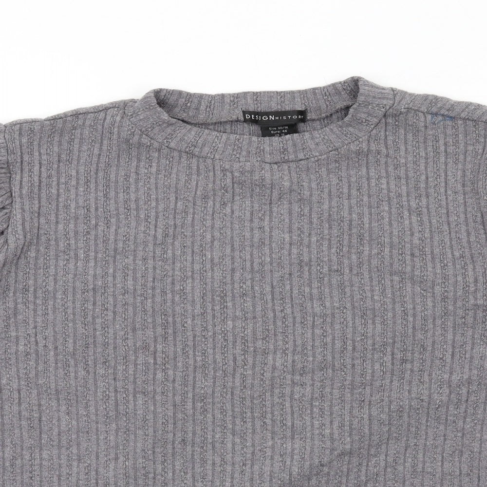 Design History Womens Grey Round Neck Polyester Pullover Jumper Size 20