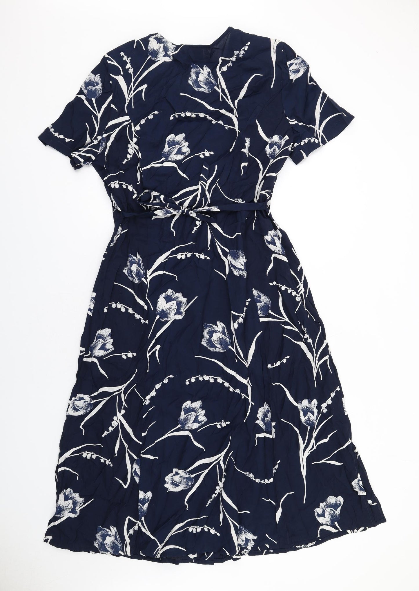 Barisal Womens Blue Floral Viscose Maxi Size 18 Round Neck Button