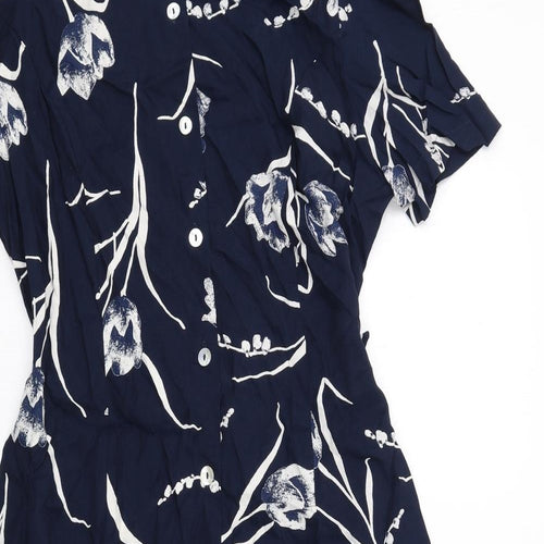 Barisal Womens Blue Floral Viscose Maxi Size 18 Round Neck Button