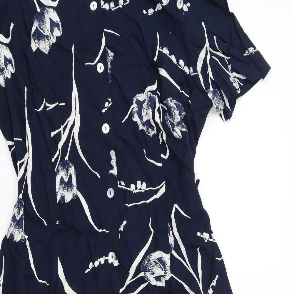 Barisal Womens Blue Floral Viscose Maxi Size 18 Round Neck Button