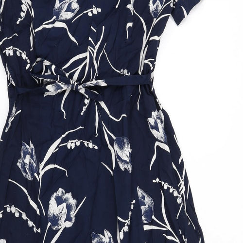 Barisal Womens Blue Floral Viscose Maxi Size 18 Round Neck Button