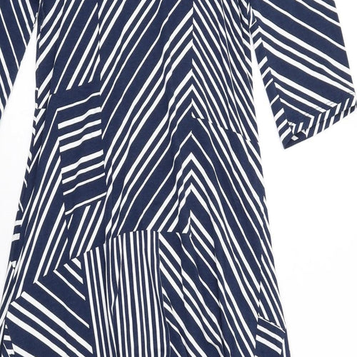 Damart Womens Blue Geometric Viscose Trapeze & Swing Size 10 Round Neck Pullover