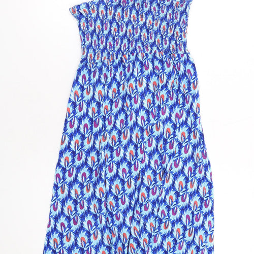 Riviera Womens Blue Geometric Viscose A-Line Size M Halter Pullover