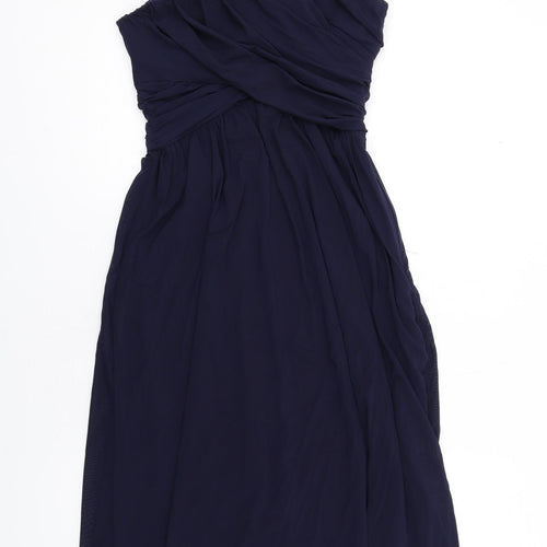 ASOS Womens Blue Polyester Fit & Flare Size 10 One Shoulder Zip