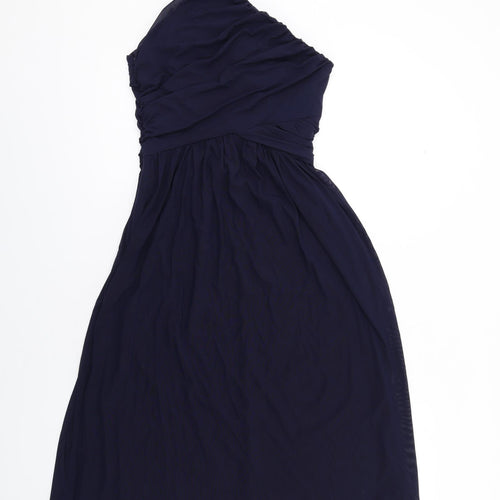 ASOS Womens Blue Polyester Fit & Flare Size 10 One Shoulder Zip