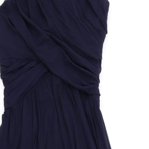 ASOS Womens Blue Polyester Fit & Flare Size 10 One Shoulder Zip