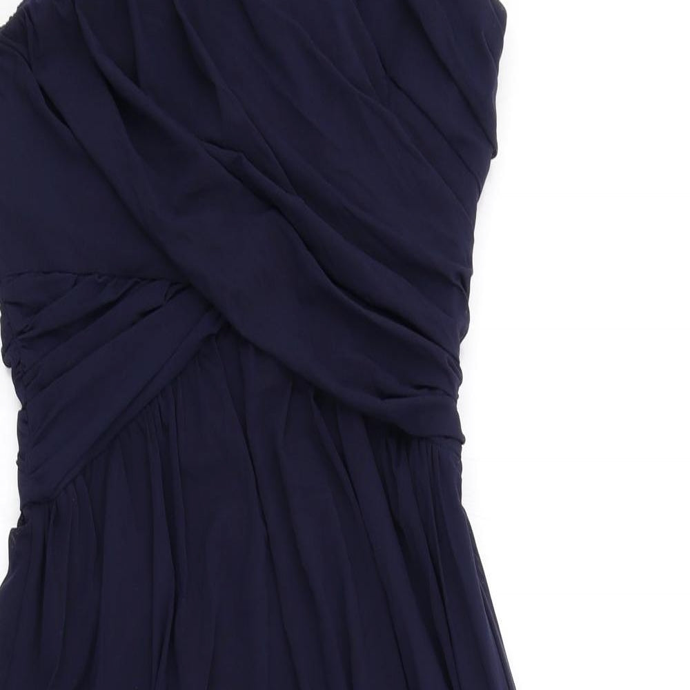 ASOS Womens Blue Polyester Fit & Flare Size 10 One Shoulder Zip
