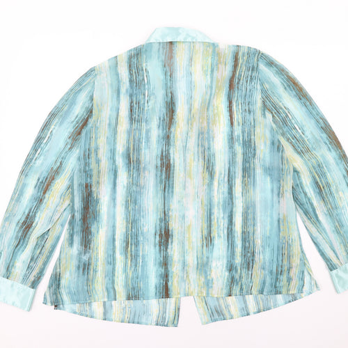 Marks and Spencer Womens Blue Striped Polyester Basic Blouse Size 20 Collared