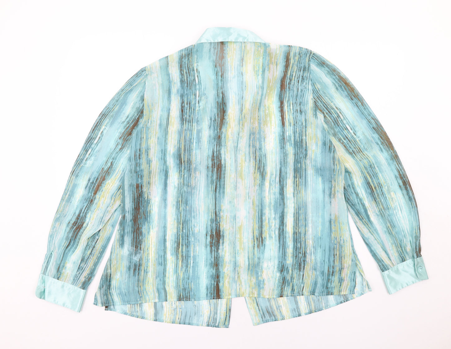 Marks and Spencer Womens Blue Striped Polyester Basic Blouse Size 20 Collared