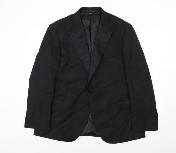 Marks and Spencer Mens Black Polyester Tuxedo Suit Jacket Size 44 Regular
