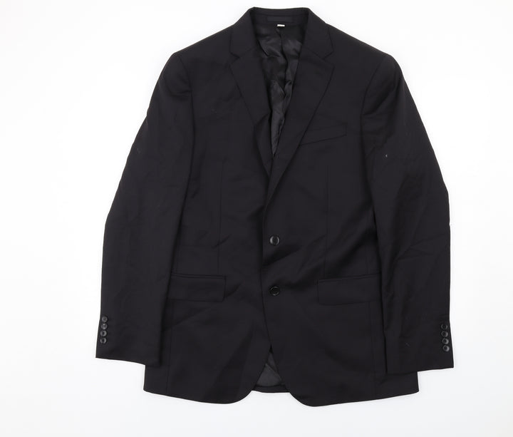 Marks and Spencer Mens Black Wool Jacket Suit Jacket Size 40 Regular