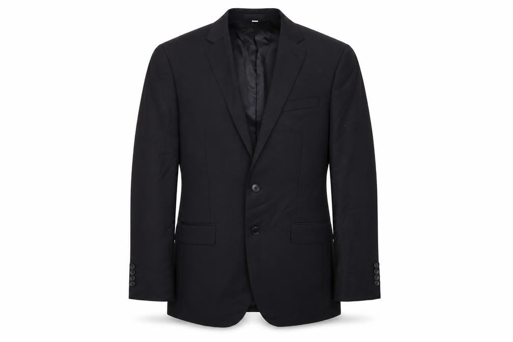 Front view of Marks & Spencer men’s black wool jacket suit jacket, size 40, regular