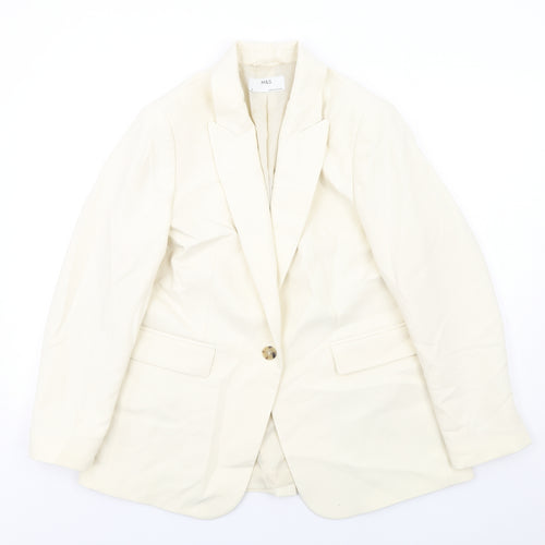 Marks and Spencer Womens Ivory Polyester Jacket Blazer Size 16