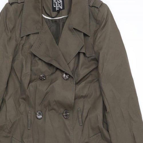 Debenhams Womens Green Overcoat Coat Size 14 Button