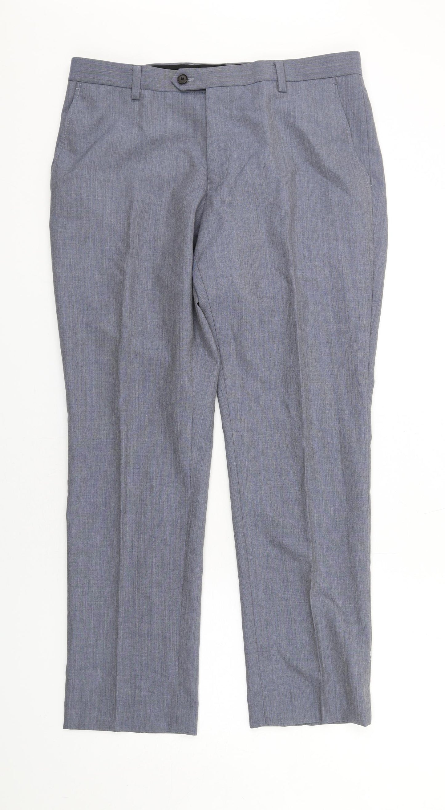 NEXT Womens Blue Wool Dress Pants Trousers Size 34 L29 in Regular Zip