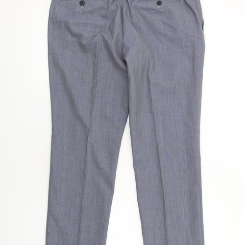 NEXT Womens Blue Wool Dress Pants Trousers Size 34 L29 in Regular Zip
