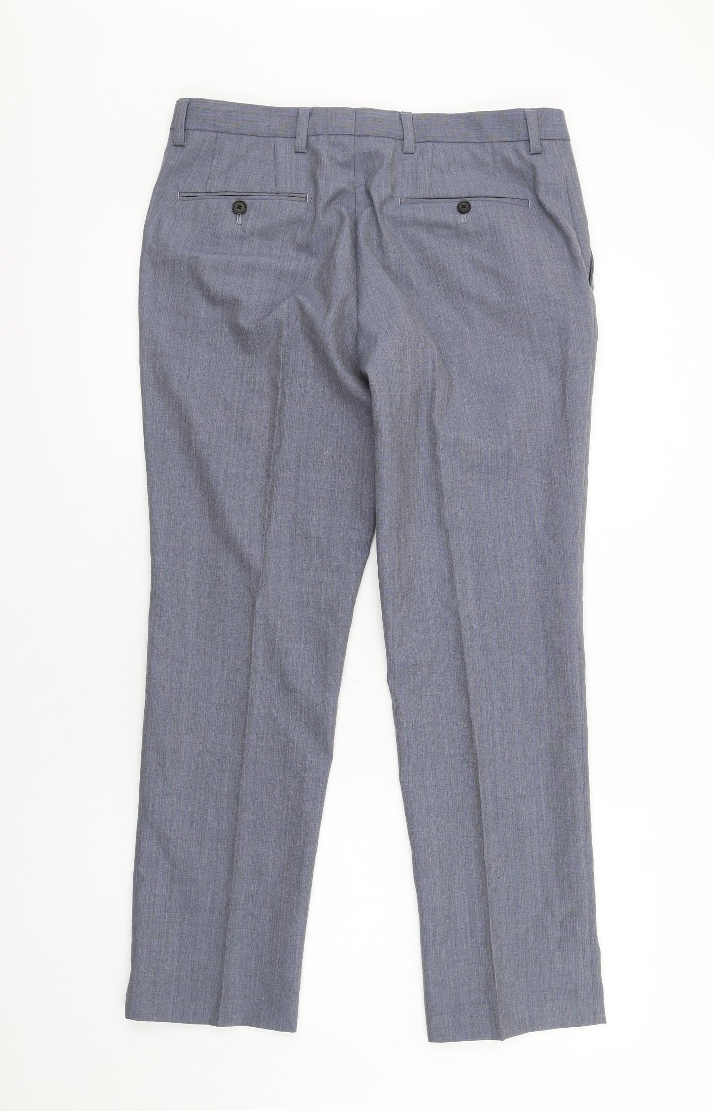 NEXT Womens Blue Wool Dress Pants Trousers Size 34 L29 in Regular Zip