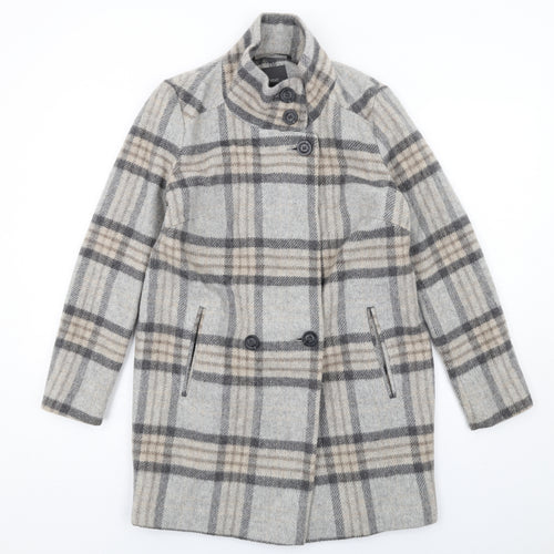 NEXT Womens Grey Plaid Jacket Coat Size 8 Button