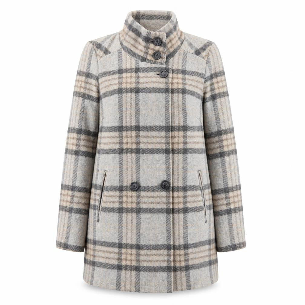 Next Womens Grey Plaid Jacket Coat Size 8 Button