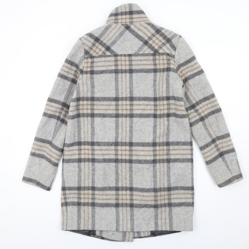 NEXT Womens Grey Plaid Jacket Coat Size 8 Button