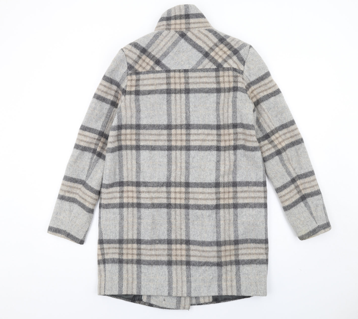 NEXT Womens Grey Plaid Jacket Coat Size 8 Button