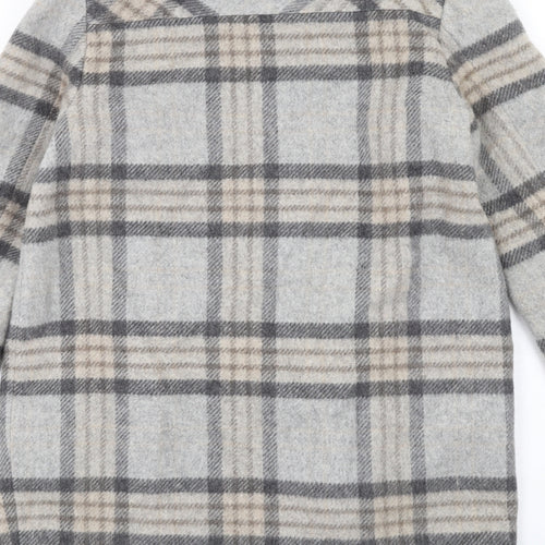 NEXT Womens Grey Plaid Jacket Coat Size 8 Button