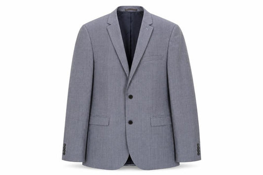 Front view of Next men’s blue wool jacket suit jacket, size 42, regular