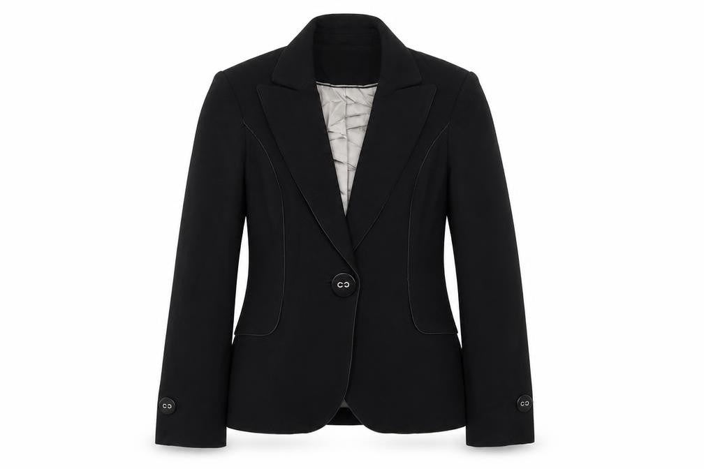 Front view of Autograph women’s black polyester jacket blazer, size UK 10