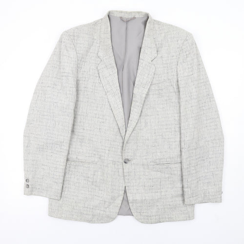 Zootz Mens Grey Striped Polyester Jacket Suit Jacket Size 38 Regular