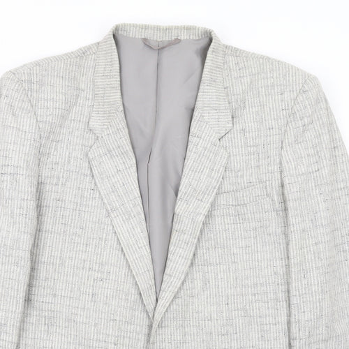 Zootz Mens Grey Striped Polyester Jacket Suit Jacket Size 38 Regular