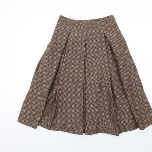Toast Womens Brown Geometric Wool Tulip Skirt Size 8 Zip