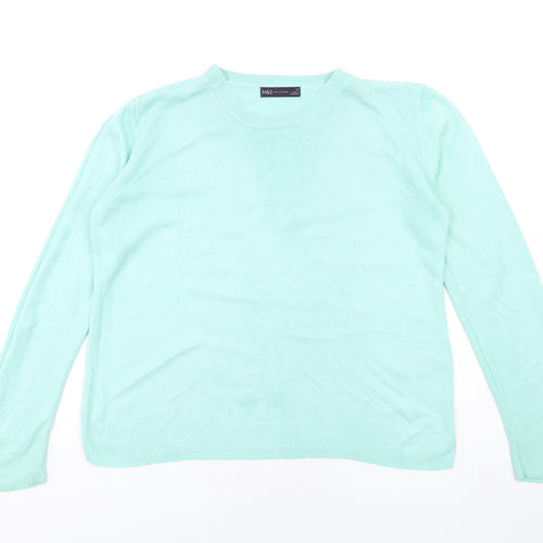 Marks and Spencer Womens Green Round Neck Acrylic Pullover Jumper Size 14