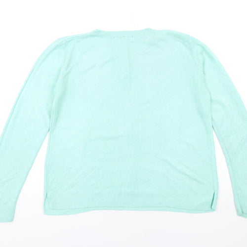 Marks and Spencer Womens Green Round Neck Acrylic Pullover Jumper Size 14