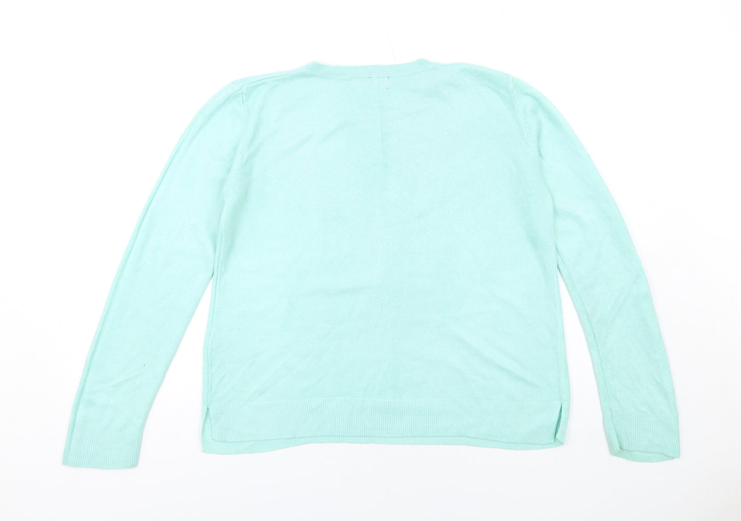 Marks and Spencer Womens Green Round Neck Acrylic Pullover Jumper Size 14