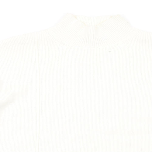 Marks and Spencer Womens Ivory High Neck Cotton Pullover Jumper Size L