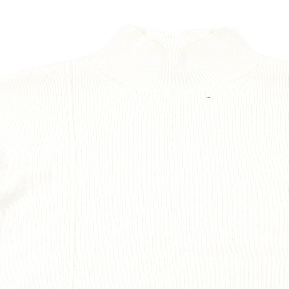 Marks and Spencer Womens Ivory High Neck Cotton Pullover Jumper Size L