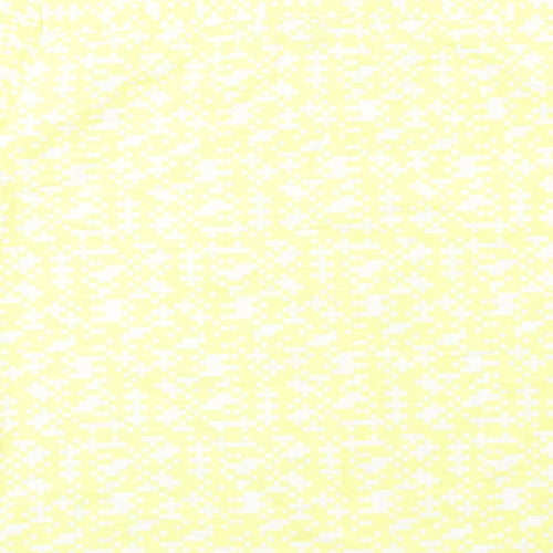 HYMN Mens Yellow Geometric Cotton Button-Up Size XL Collared Button - Pixel Print