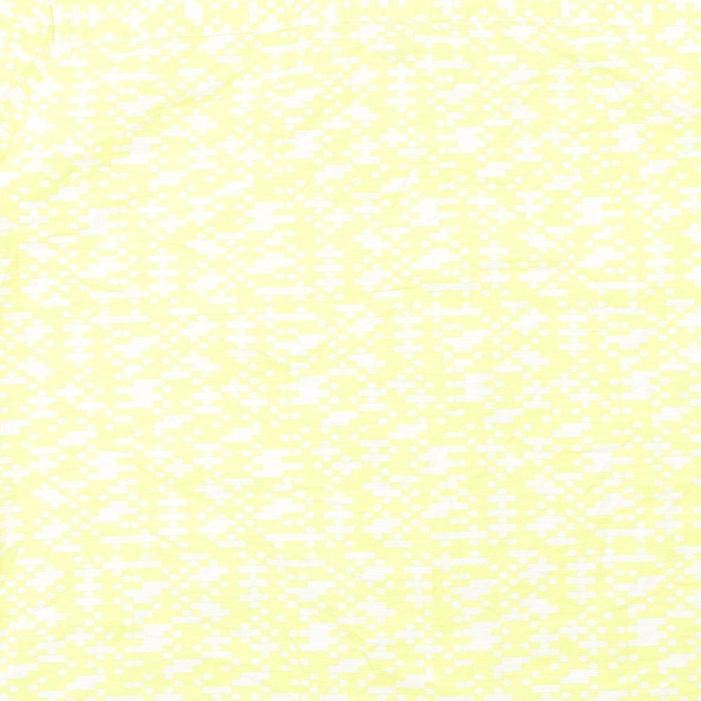 HYMN Mens Yellow Geometric Cotton Button-Up Size XL Collared Button - Pixel Print