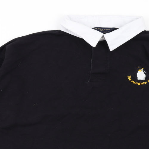Premiership Rugby Mens Black Cotton Polo Size XL Collared Button - Penguin Club
