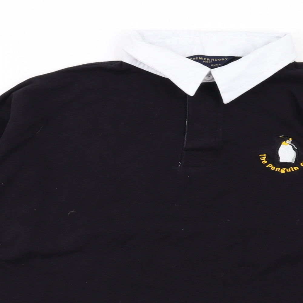 Premiership Rugby Mens Black Cotton Polo Size XL Collared Button - Penguin Club