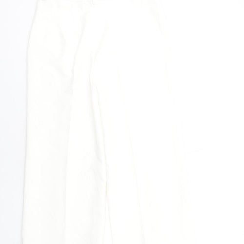 Zara Womens White Polyester Trousers Size M L26 in Regular Zip