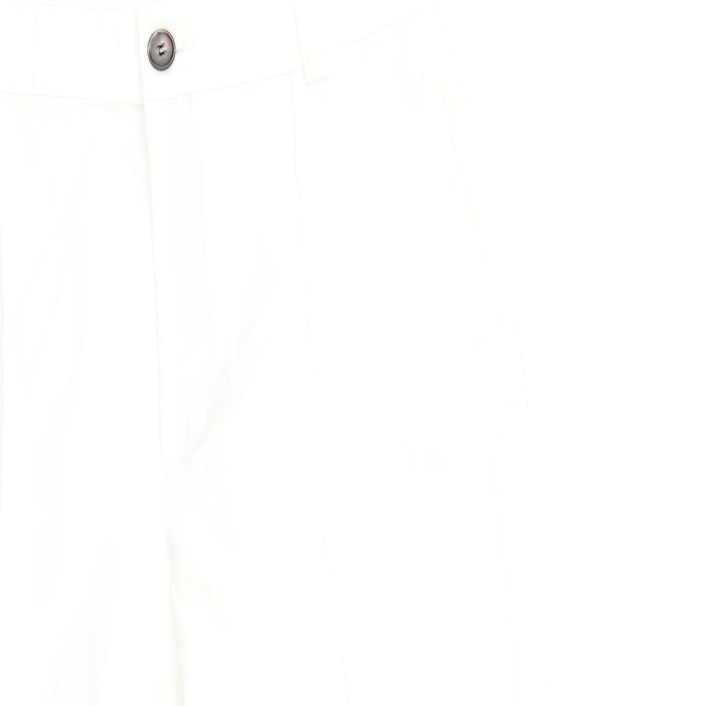 Zara Womens White Polyester Trousers Size M L26 in Regular Zip
