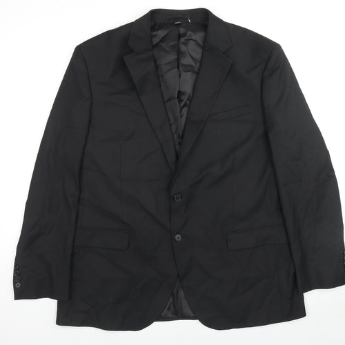 Marks and Spencer Mens Black Polyester Jacket Suit Jacket Size 44 Regular