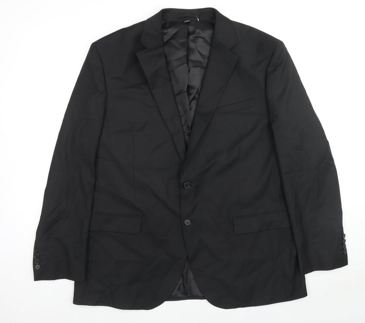 Marks and Spencer Mens Black Polyester Jacket Suit Jacket Size 44 Regular